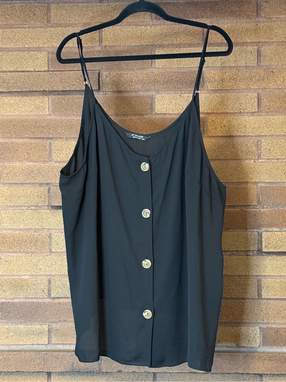 In’voland Black Button-Front Cami Top
